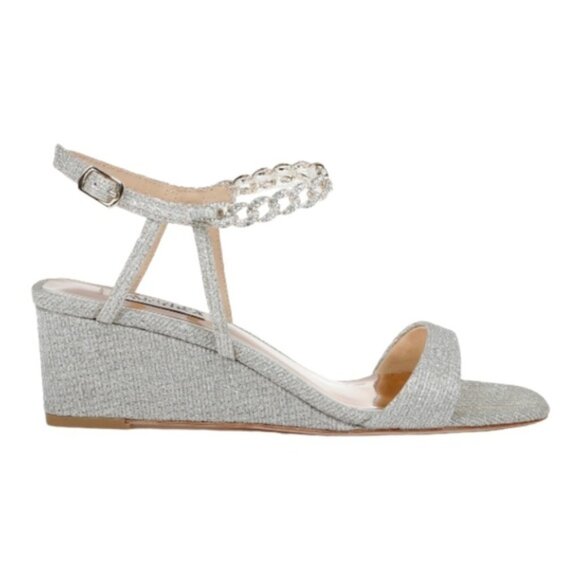 BADGLEY Mishka Kaelyn Mid Wedge Heel Platinum Size 8 - Picture 2 of 13